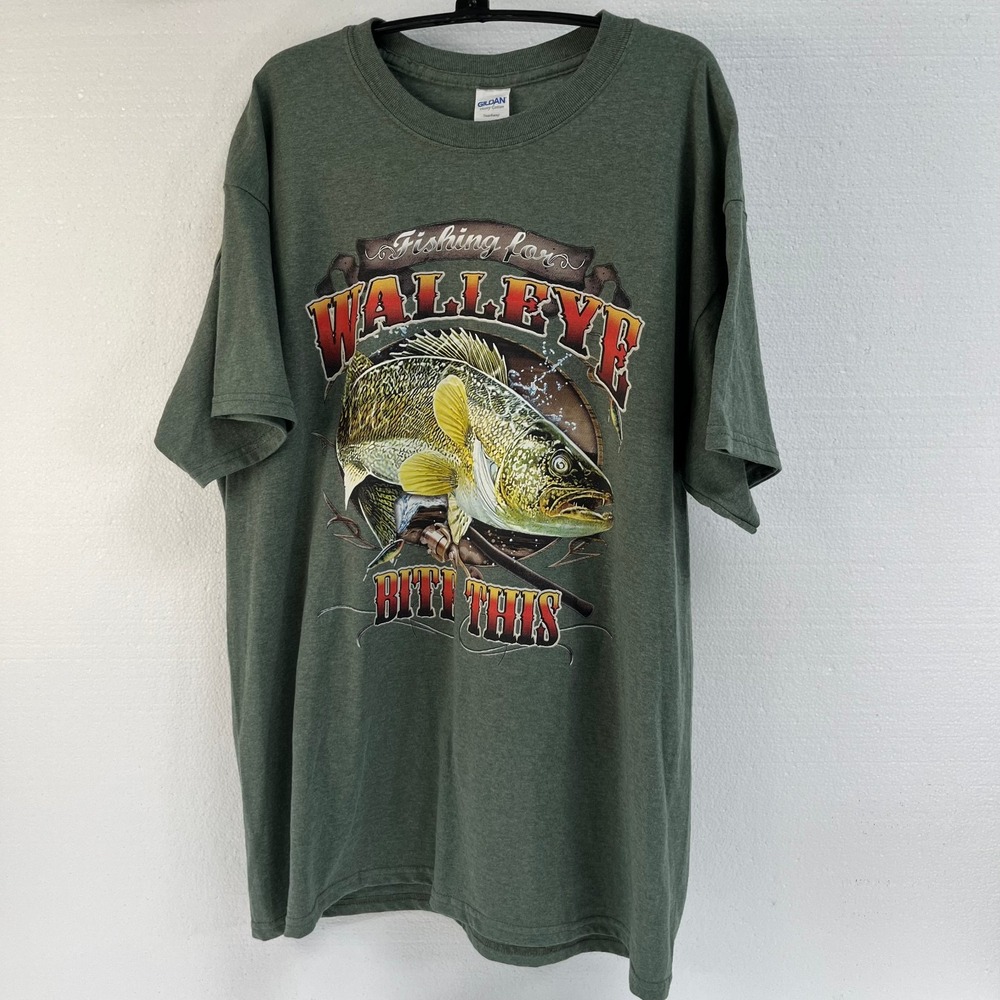 Walleye "Bite This"‎ T-Shirt Walleye Fishing Tshirt Camping Lake - Picture 3 of 7